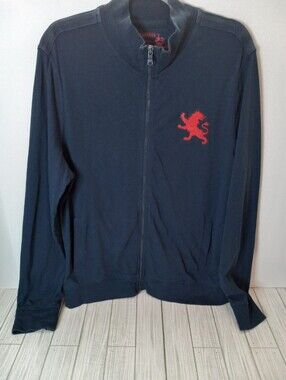 Express Lion Embroidered Full Zip Mock Neck Cotton Tracksuit Jacket